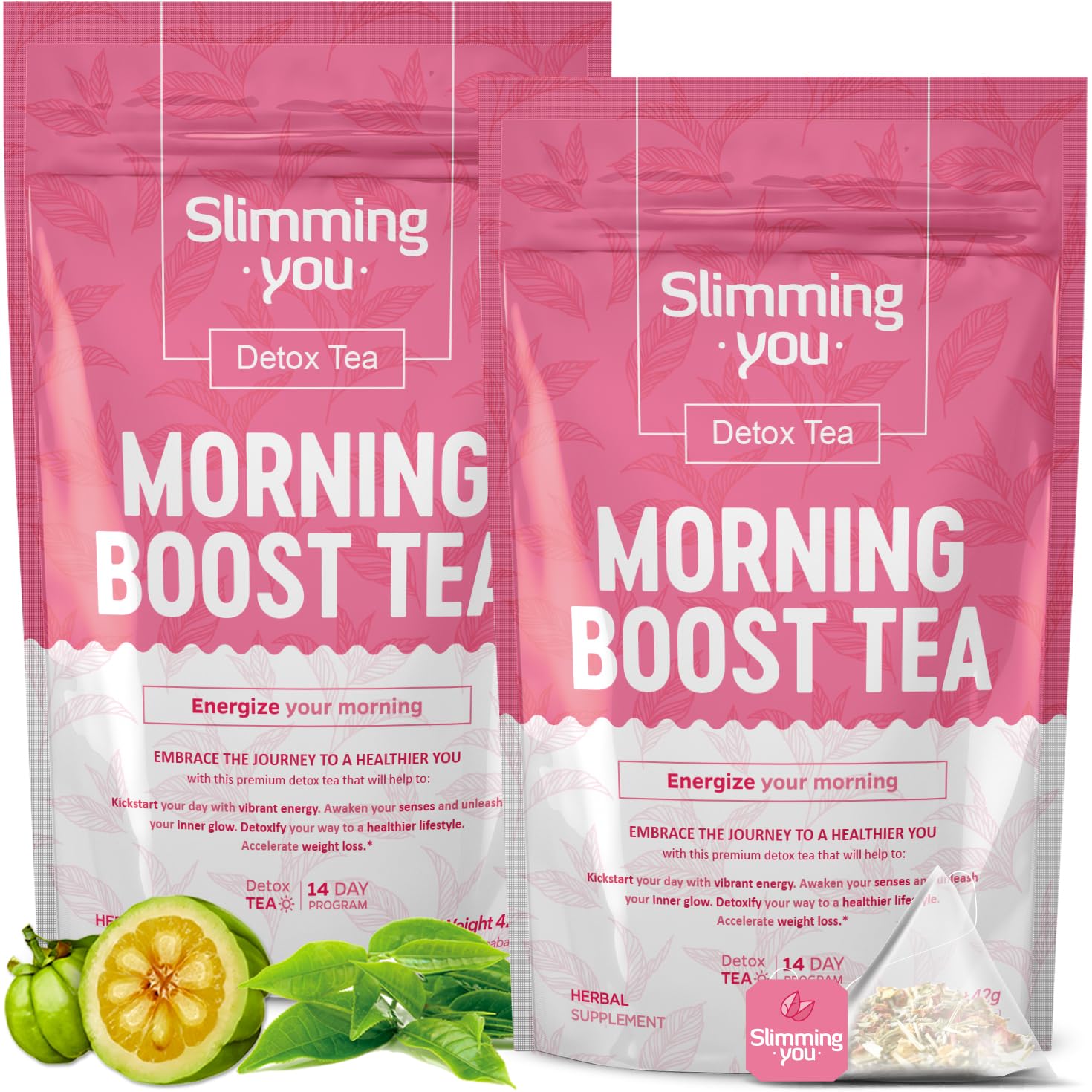 Detox Tea Morning Boost Tea (2 Pack), All Natural Herbal Tea for Detox and Colon Cleanse, Non-GMO, Vegan (28 Tea Bags Total)