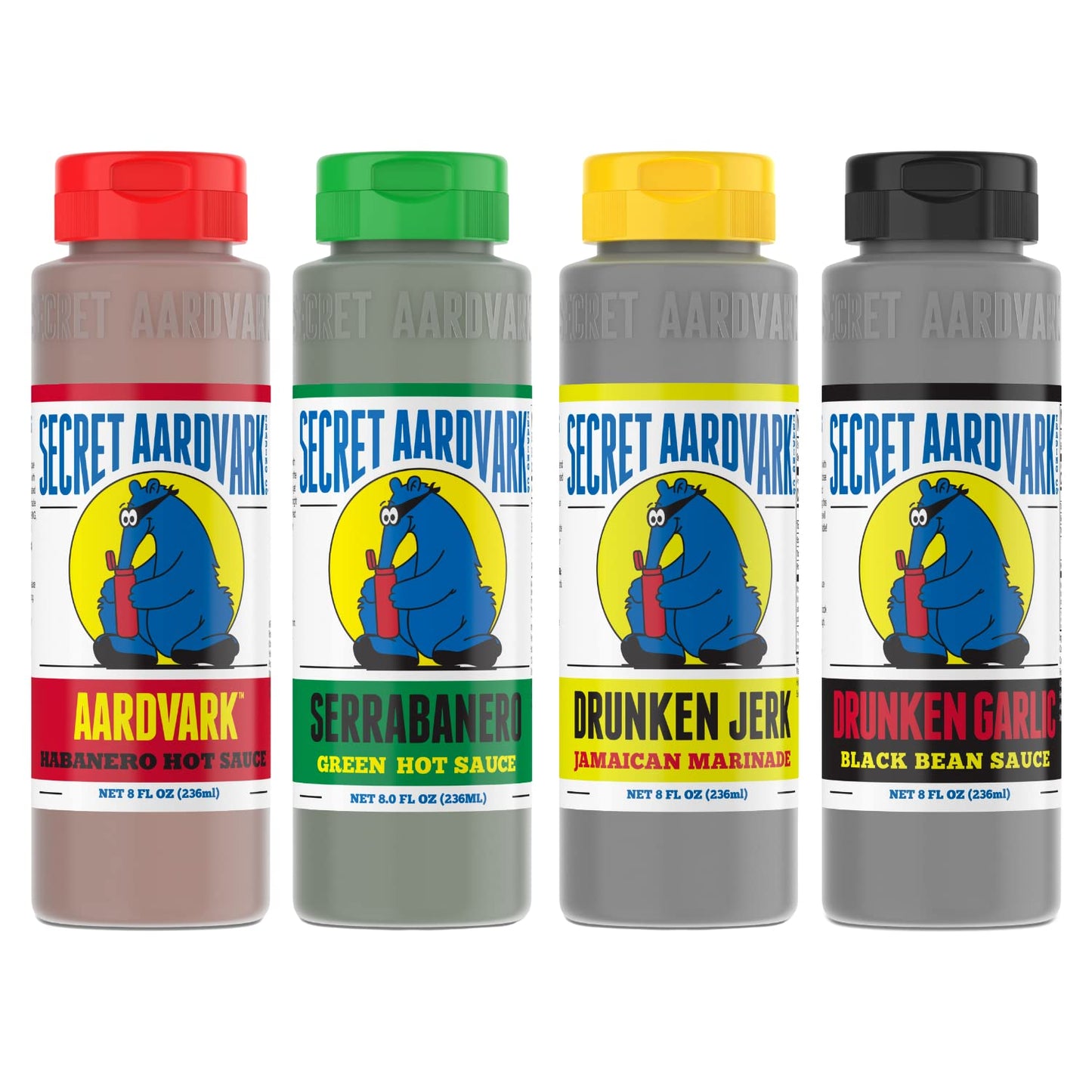 Secret Aardvark Hot Sauce Variety Pack - 4 Flavors, 8 Fl Oz (Pack of 4)