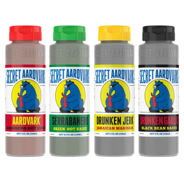 Secret Aardvark Hot Sauce Variety Pack - 4 Flavors, 8 Fl Oz (Pack of 4)
