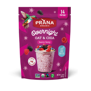 Prana Organic Overnight Chia with Oats Berry Fairy | Rich in Fiber & Protein, Vegan, Non-GMO | Ready to Eat Breakfast - 28 oz Ba