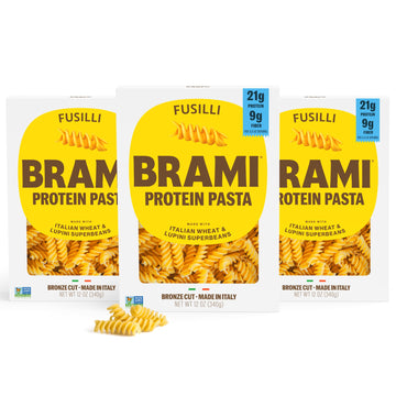 Brami Italian Protein Fusilli Pasta | Low Carb, High Fiber, High Protein | Non-GMO, Keto-Friendly | Made in Italy with Lupini Be
