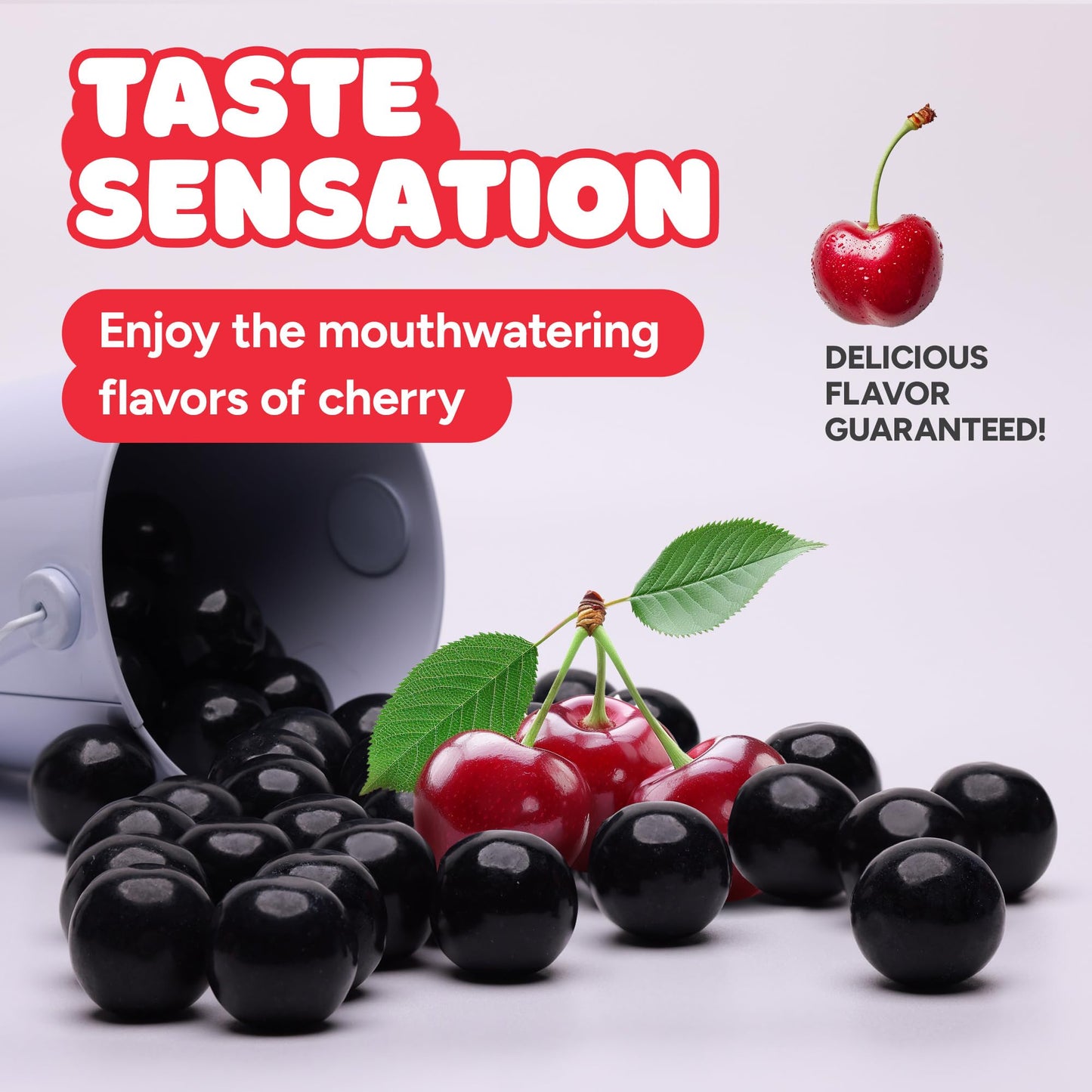 Gumballs in Jar - 1 Inch Large Gumballs - Cherry Bubble Gum Black Gumballs - Kids Chewing Gum - Gumballs for Kids 9 OZ