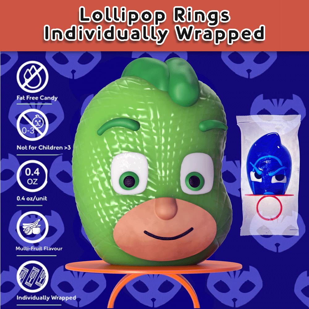 Pj Masks Lollipop Rings 15Pk - Ring Candy For Kids For Pj Masks Birthday Party Supplies & Pj Mask Birthday Decorations - Pj Mask