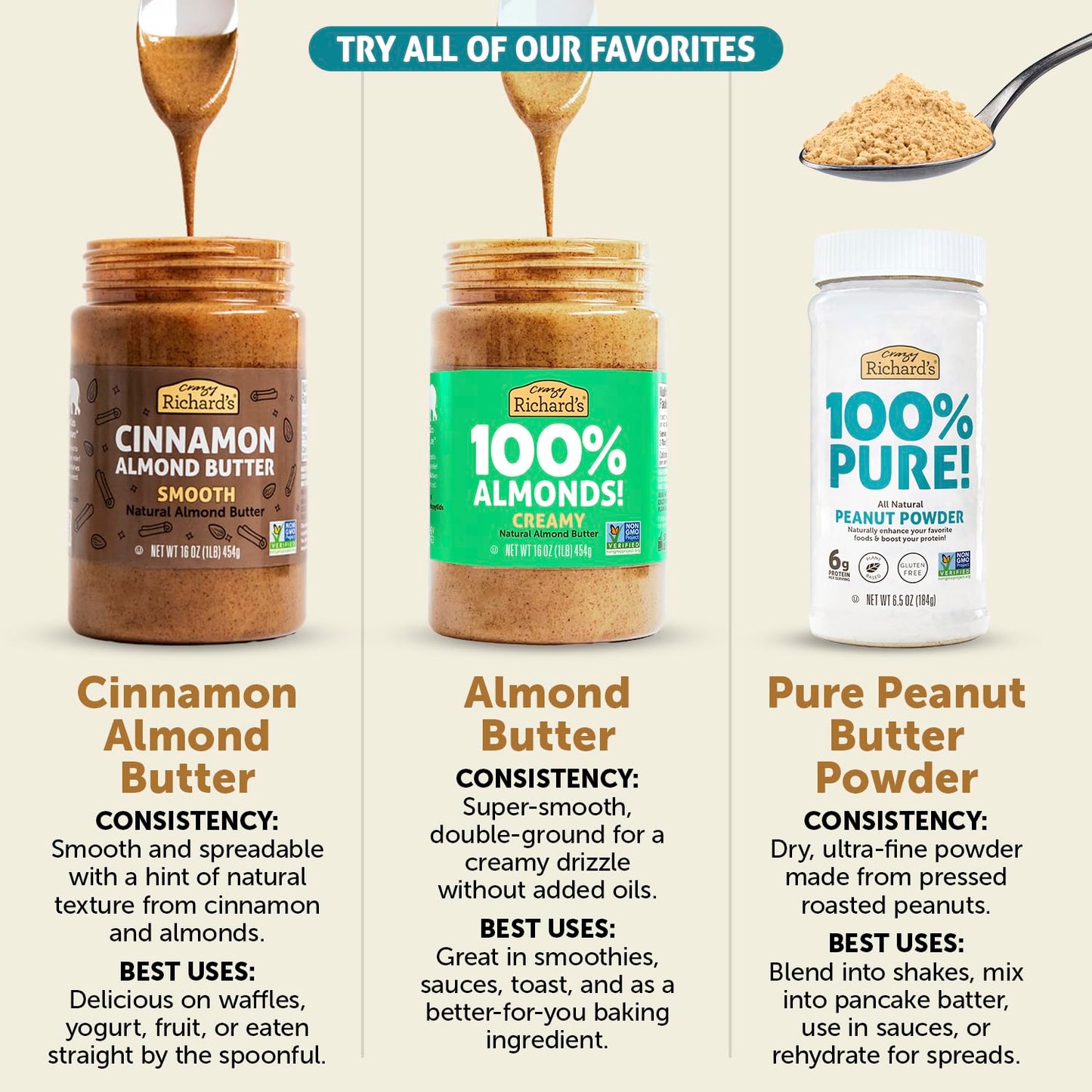 Crazy Richards Creamy Vegan Peanut Butter, 100% All-Natural, No Added Sugar, 32 Ounce (Pack of 2)