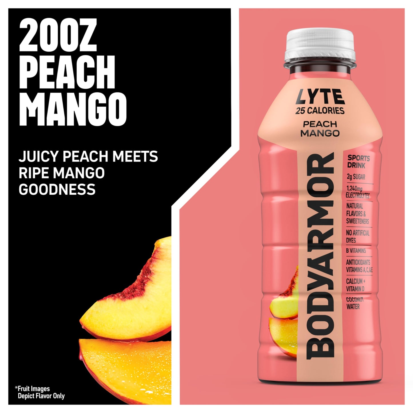 Bodyprotective Covering Lyte Sports Drink Low-Calorie Sports Beverage, Peach Mango, Coconut Water Hydration, Natural Flavors With Vitamins, Potassium-Packed Electrolytes, Perfect For Athletes, 20Fl Oz (Pack Of 6)
