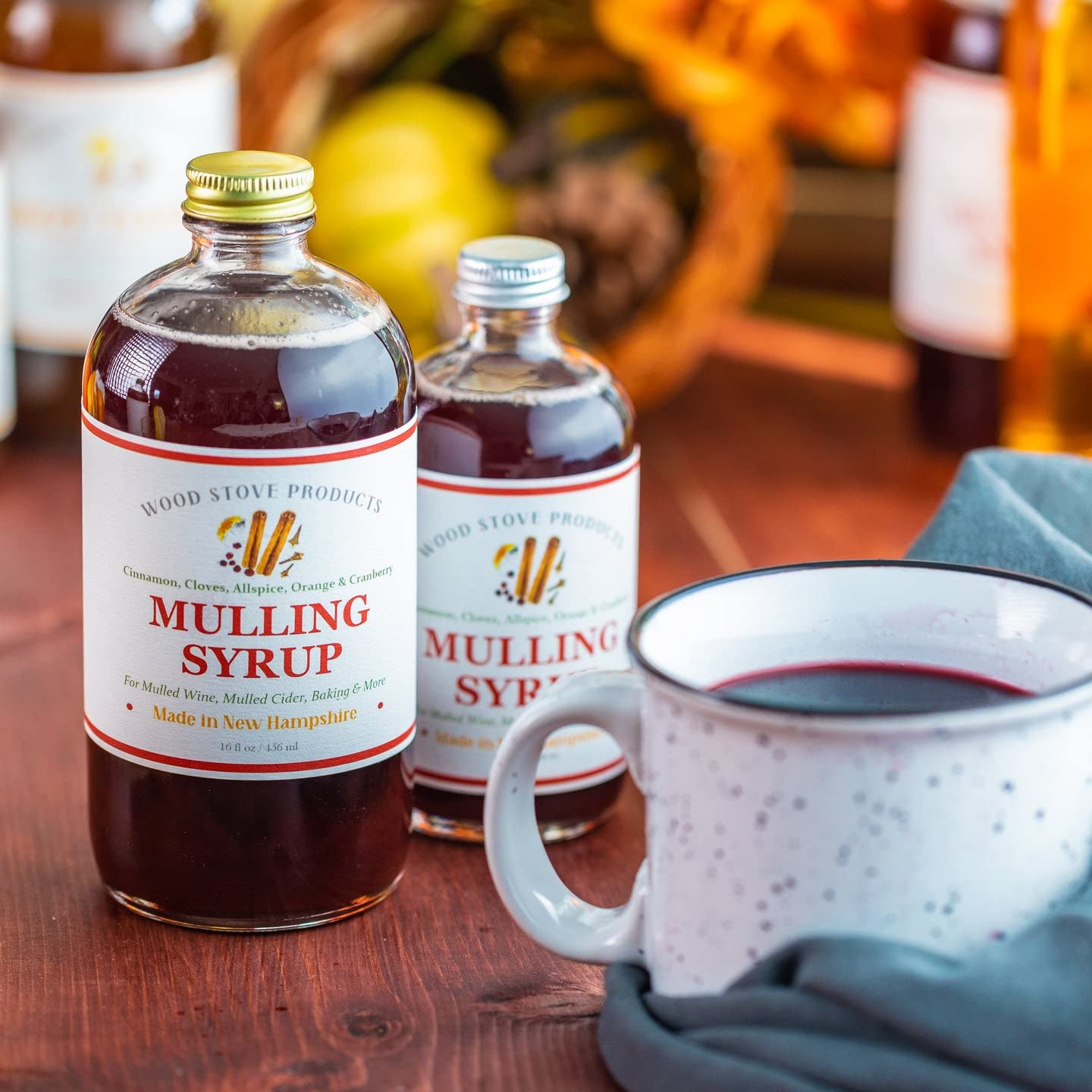 Wood Stove Kitchen Mulling Syrup Mix - Natural Cocktail & Mocktail Mixer, 16 oz. - Aromatic Cranberry, Cloves, & Orange