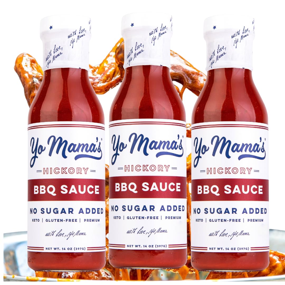 Yo Mama'S Foods Keto Hickory Bbq Sauce - (Pack Of 3) - Vegan, No Sugar Added, Low Carb, Low Sodium, Gluten Free, Paleo, And Made