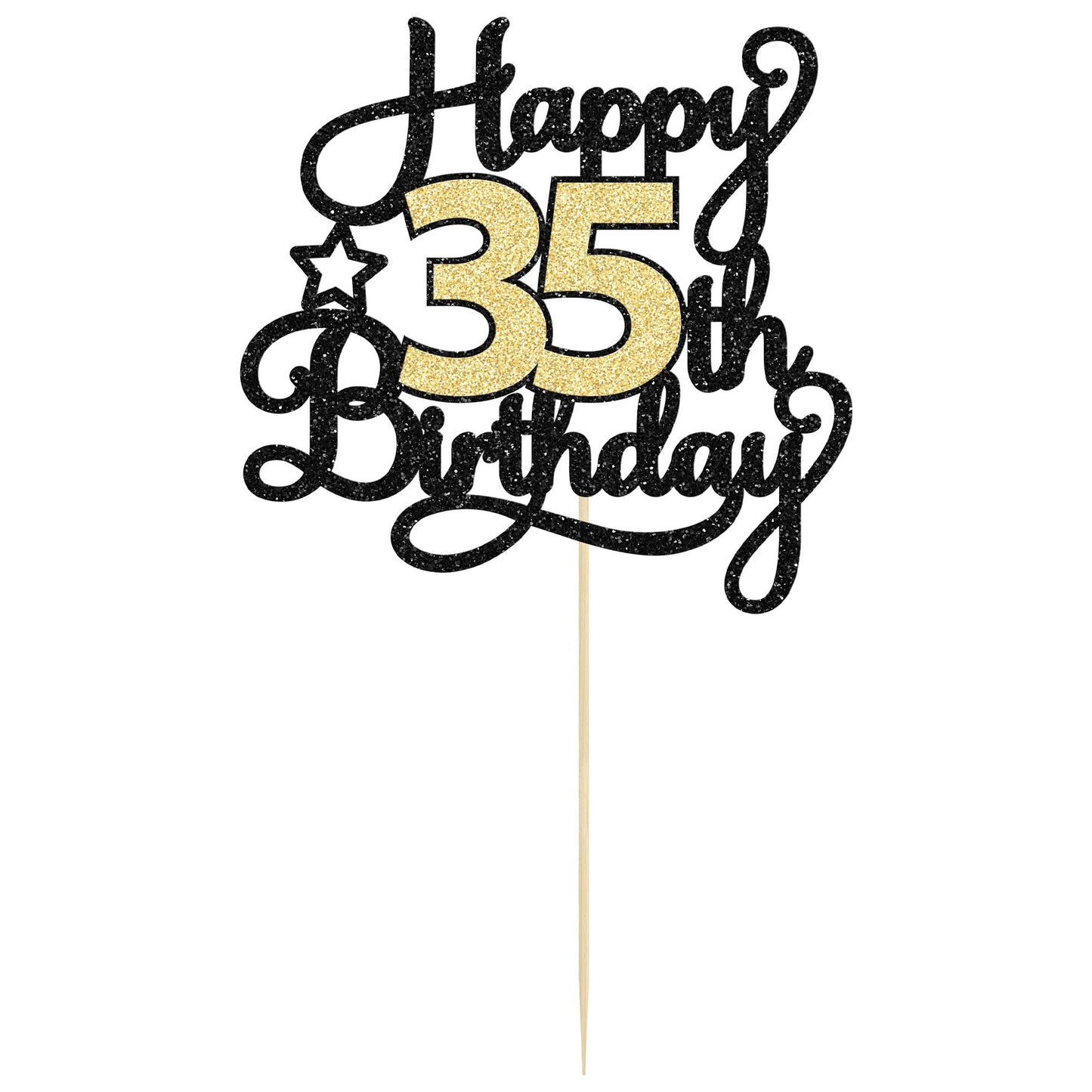 1Pc Happy 35Th Birthday Cake Topper Glitter Cheers To 35 Years Birthday Cake Pick 35 Fabulous Cake Decoration For Happy 35Th Bir