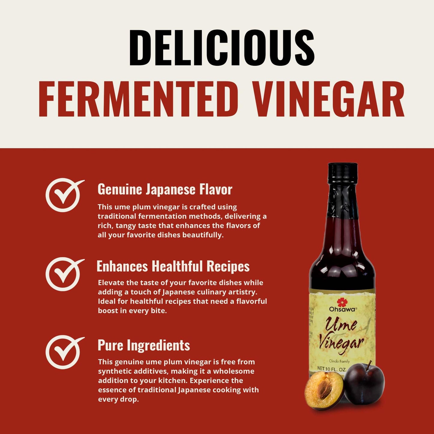 Ohsawa - Oindo Ume Plum Vinegar, Vegan, Gluten-Free, Japanese Flavor, Traditionally Fermented, Ideal For Marinades, Salad Dressi