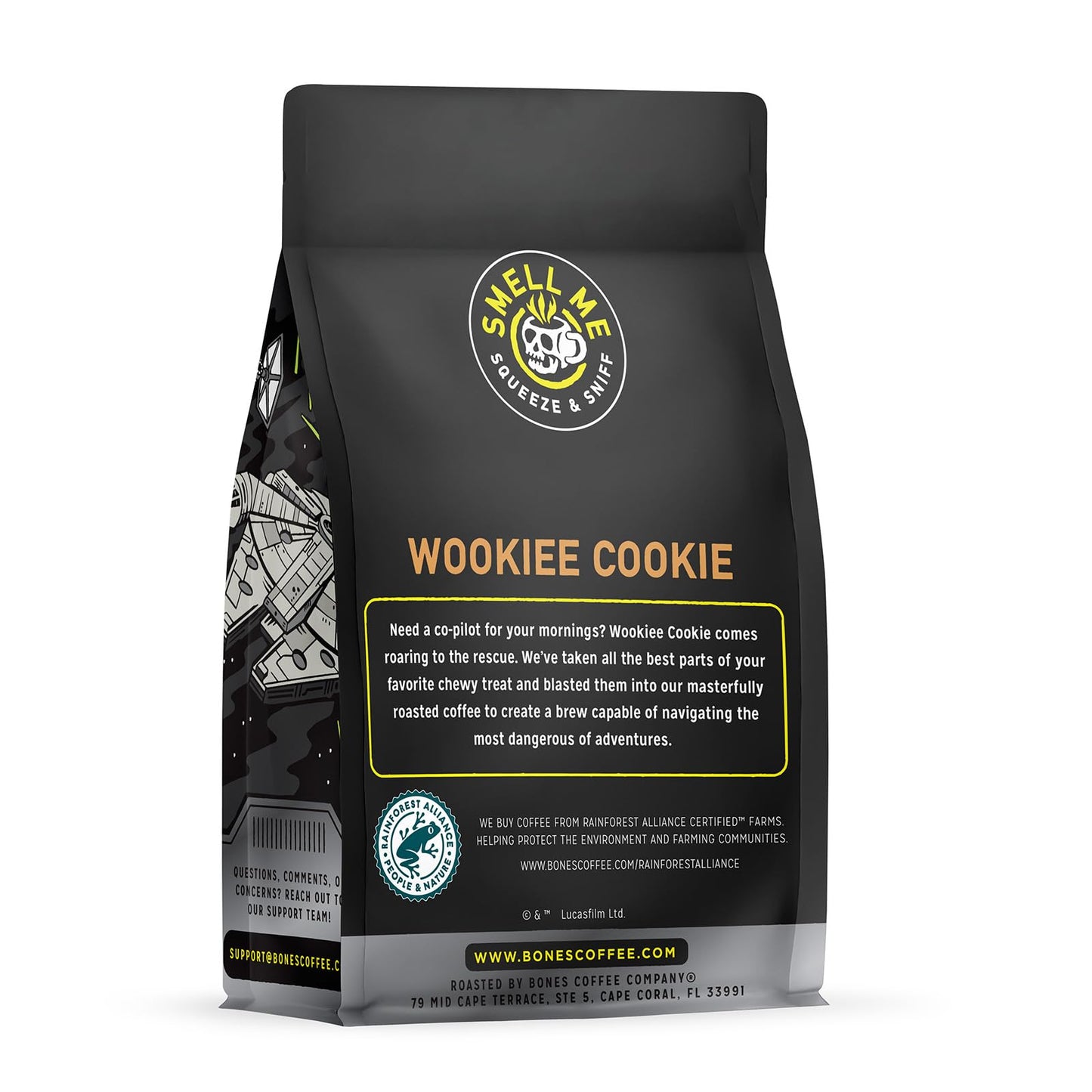 Bones Coffee Company Star Wars Wookiee Cookie Flavored Coffee Beans, Whole Bean Coffee Medium Roast Low Acid, Chocolate Chip Cookie Flavor (12 Oz)