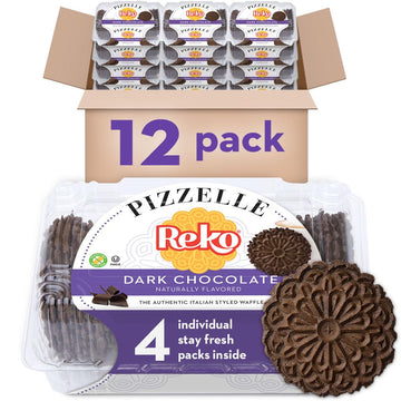 Reko Pizzelle Authentic Italian Style Waffle Cookie, Chocolate, 7 Ounce (Pack Of 12)