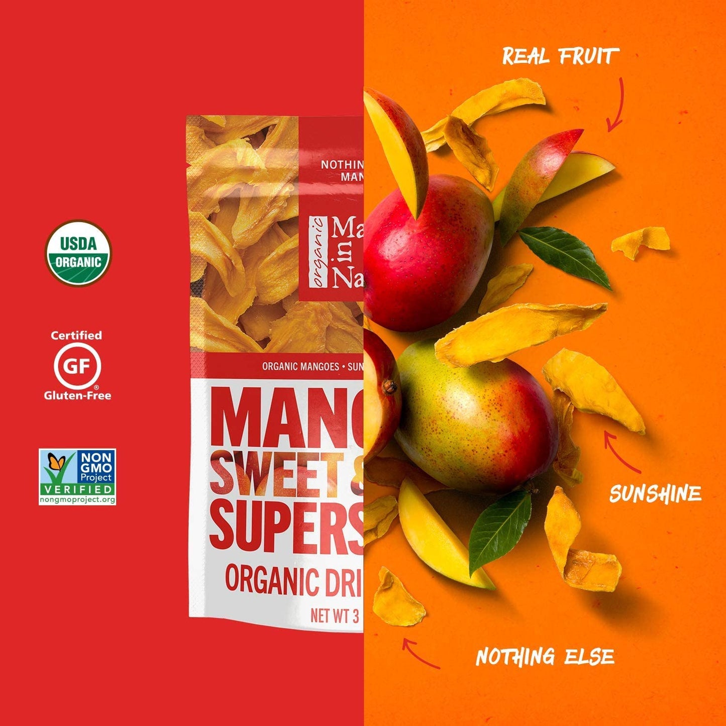 Made In Nature Organic Dried Fruit, Mangoes, 3Oz Bags - (Pack Of 6)