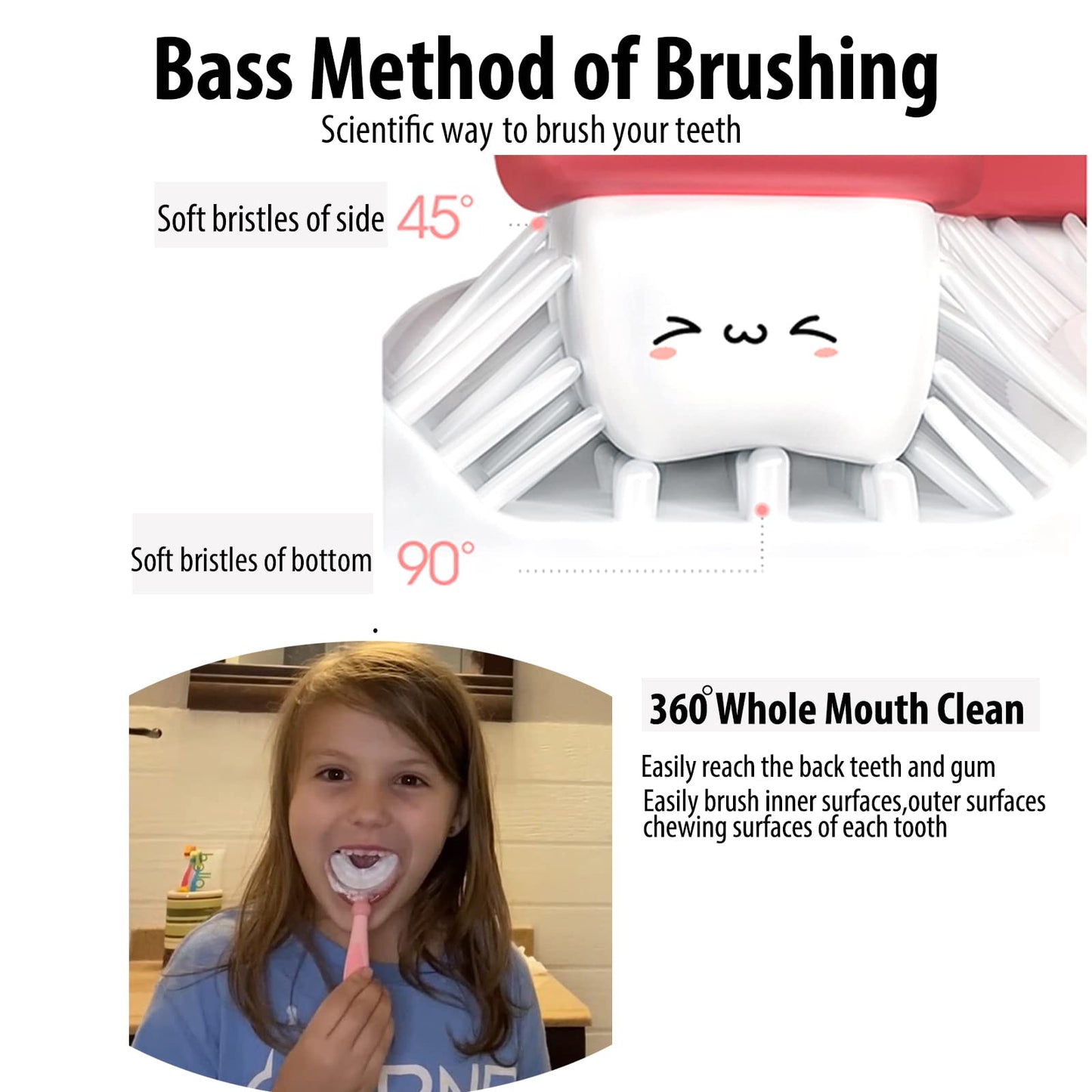 Tusiwit Kids Toothbrushes U Shaped With 3 Pcs Soft Food Grade Silicone Heads For Toddler,Childrens, Full Mouth Kids Tooth Brush