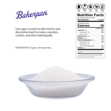Bakerpan Sugar Sprinkles For Baking - 7 Ounce White Decorating Sugar Crystals For Cookies, Cake Pops, Ice Cream (Made In Usa)