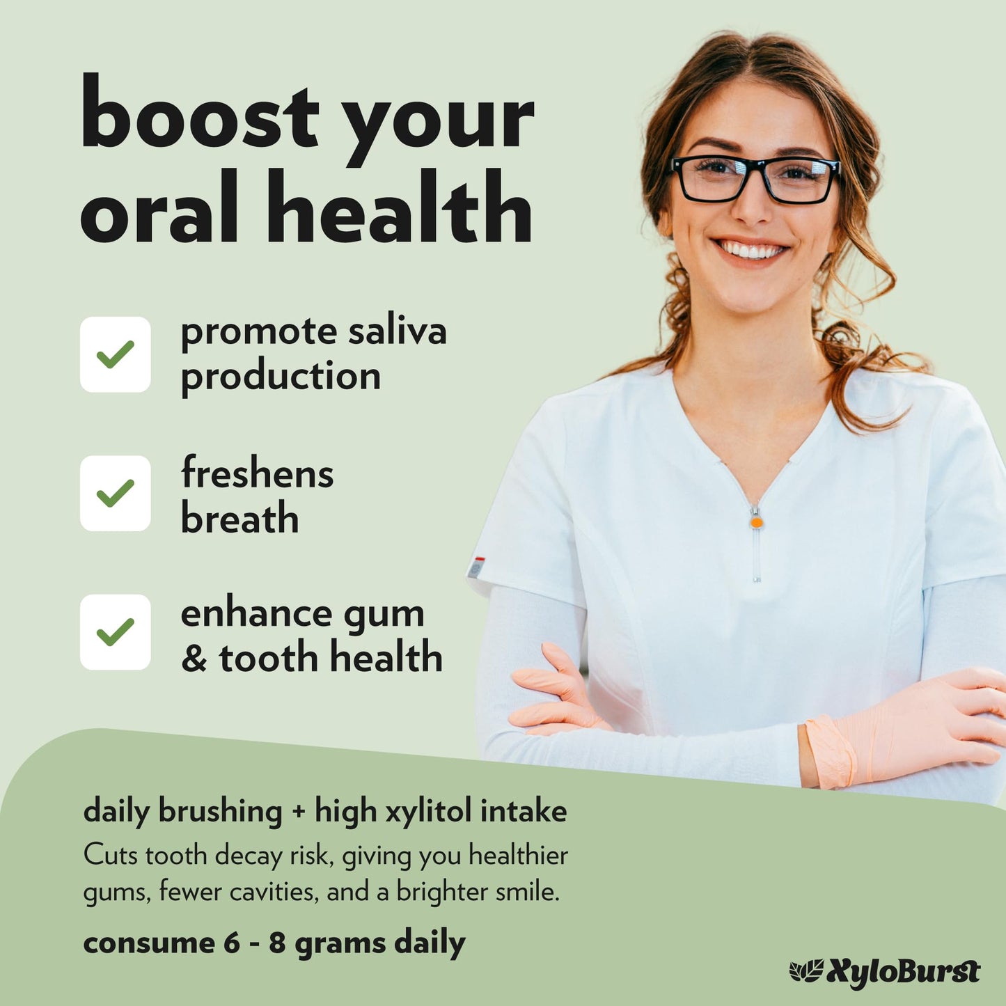 Xyloburst Green Tea Sugar Free Gum - Natural Xylitol Chewing Gum - Bulk 500 Count Bag - Non Gmo, Vegan, Aspartame Free, Keto Fri