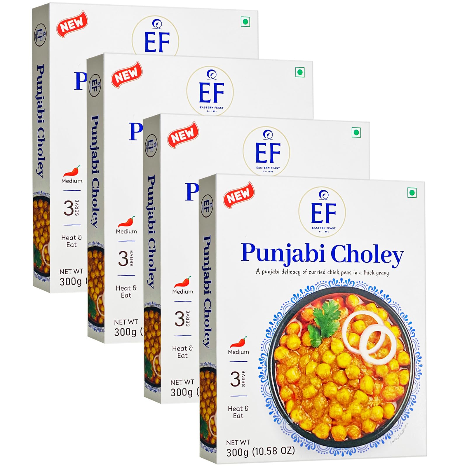 Eastern Feast - Punjabi Choley, Ready to Eat Meals, (Pack of 4), Vegetarian, Gluten Free