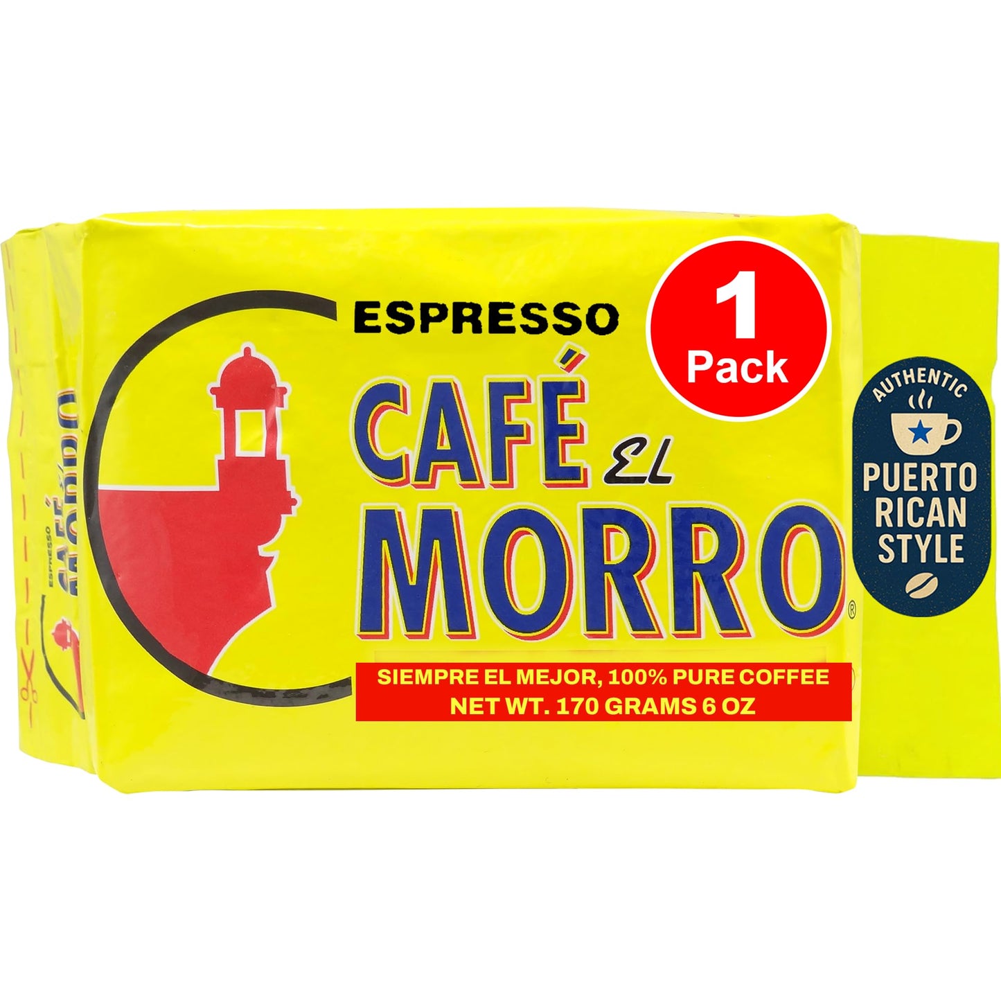 Cafe El Morro Dark Roast Espresso Ground Coffee, Vacuum Sealed, 6 oz (1-Pack)