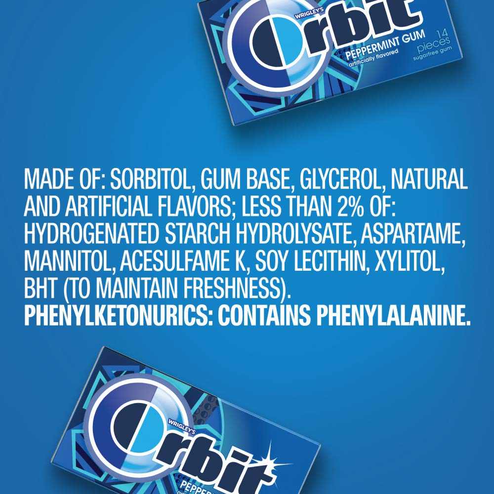ORBIT Peppermint Chewing Gum Sugar-Free, 20 Packs of 14-Pieces (280 Total) - ORBIT Gum Bulk