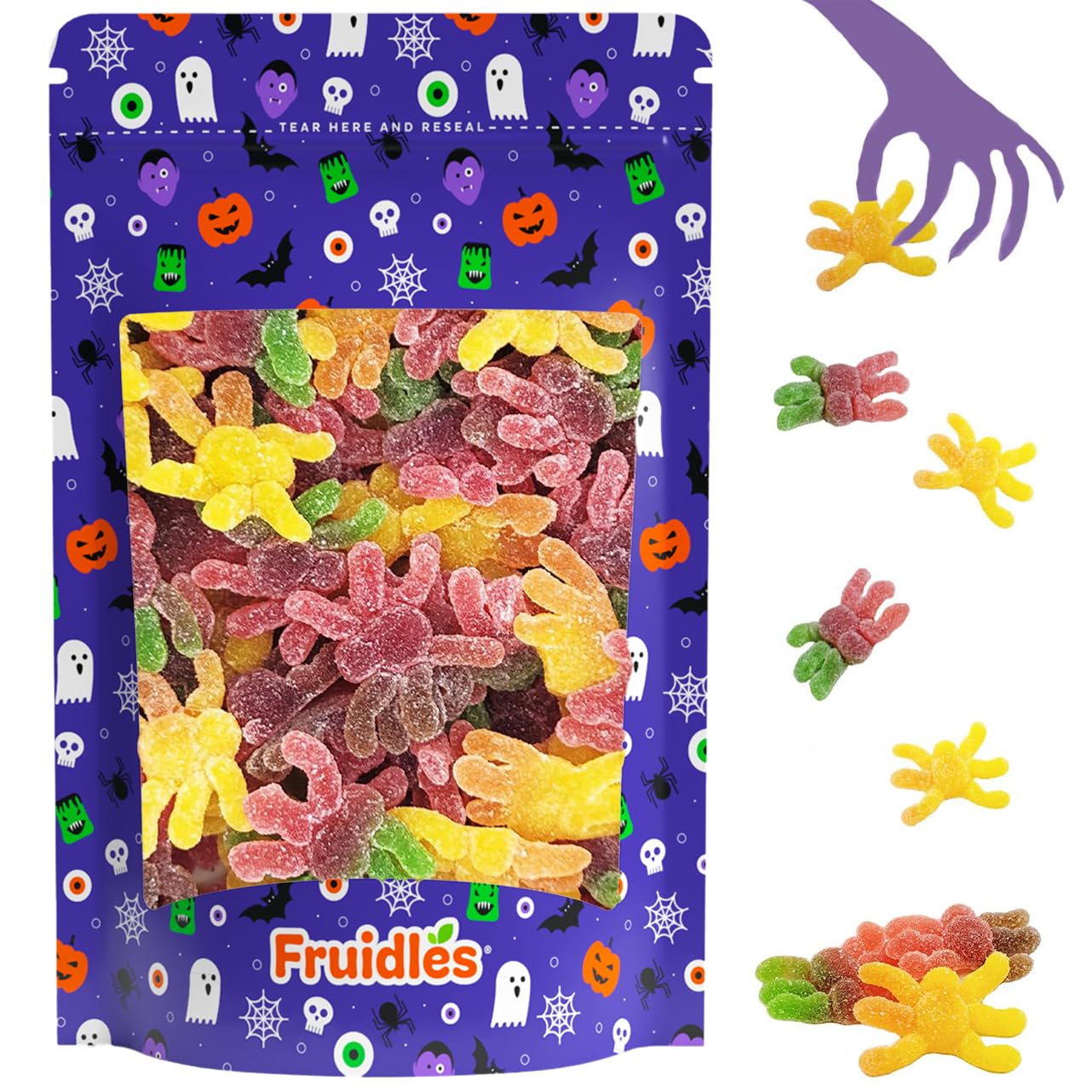 Fruidles Halloween Hair Spiders Gummies, Fun And Festive Holiday Snacking (2 Pounds)