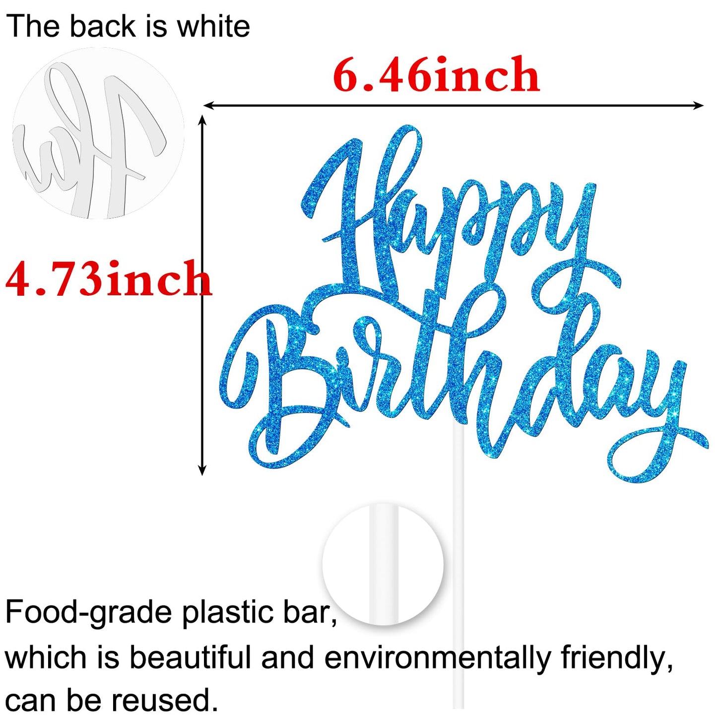 Notbadsys Birthday Cake Decorations, Gold Glitter Letters, Cake Topper, Blue, Model S1-1-(????)