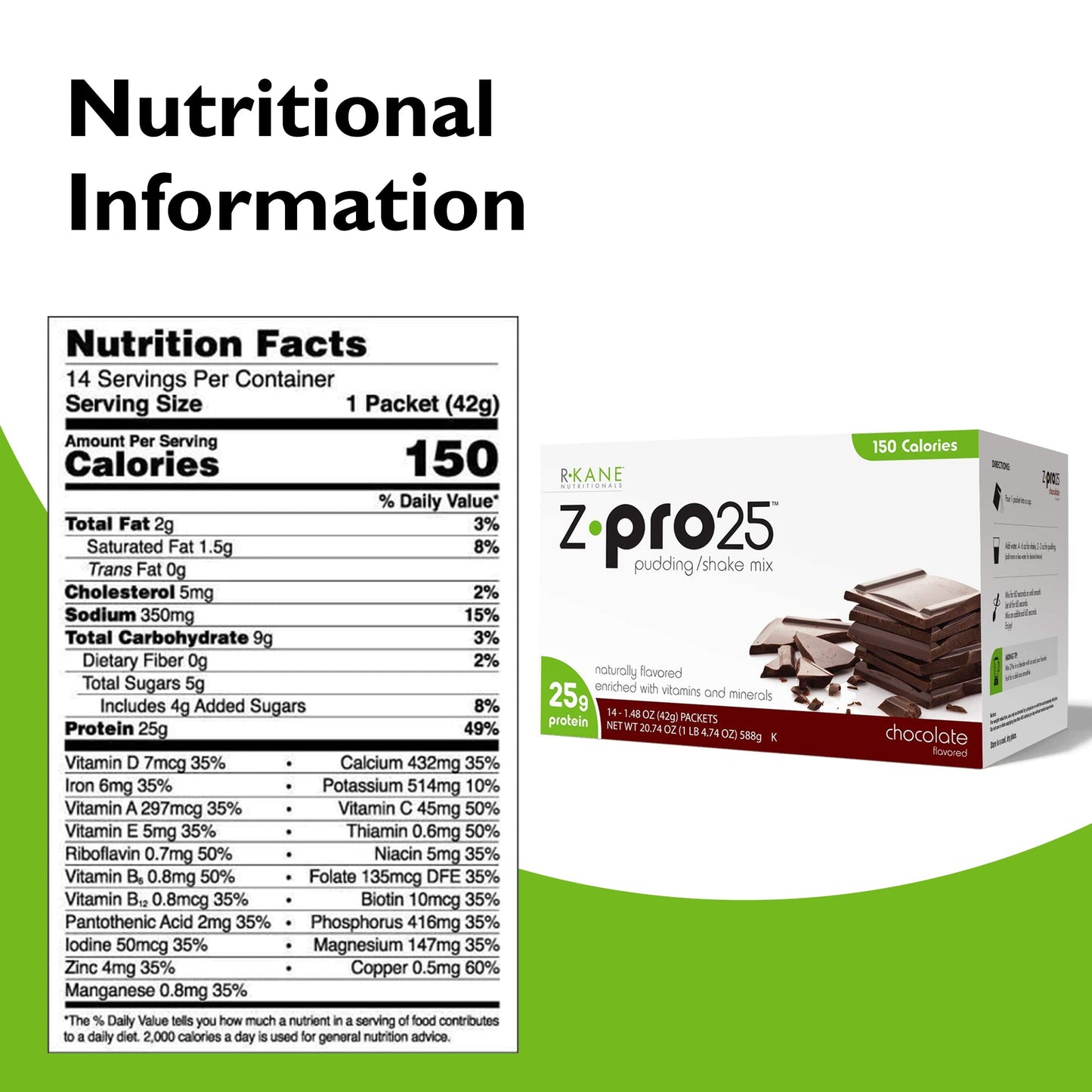 R-Kane Z-Pro 25 Protein Shakes: High Protein Chocolate Shake and Pudding Mix, Weight Loss Chocolate Protein Drinks, Natural Ener