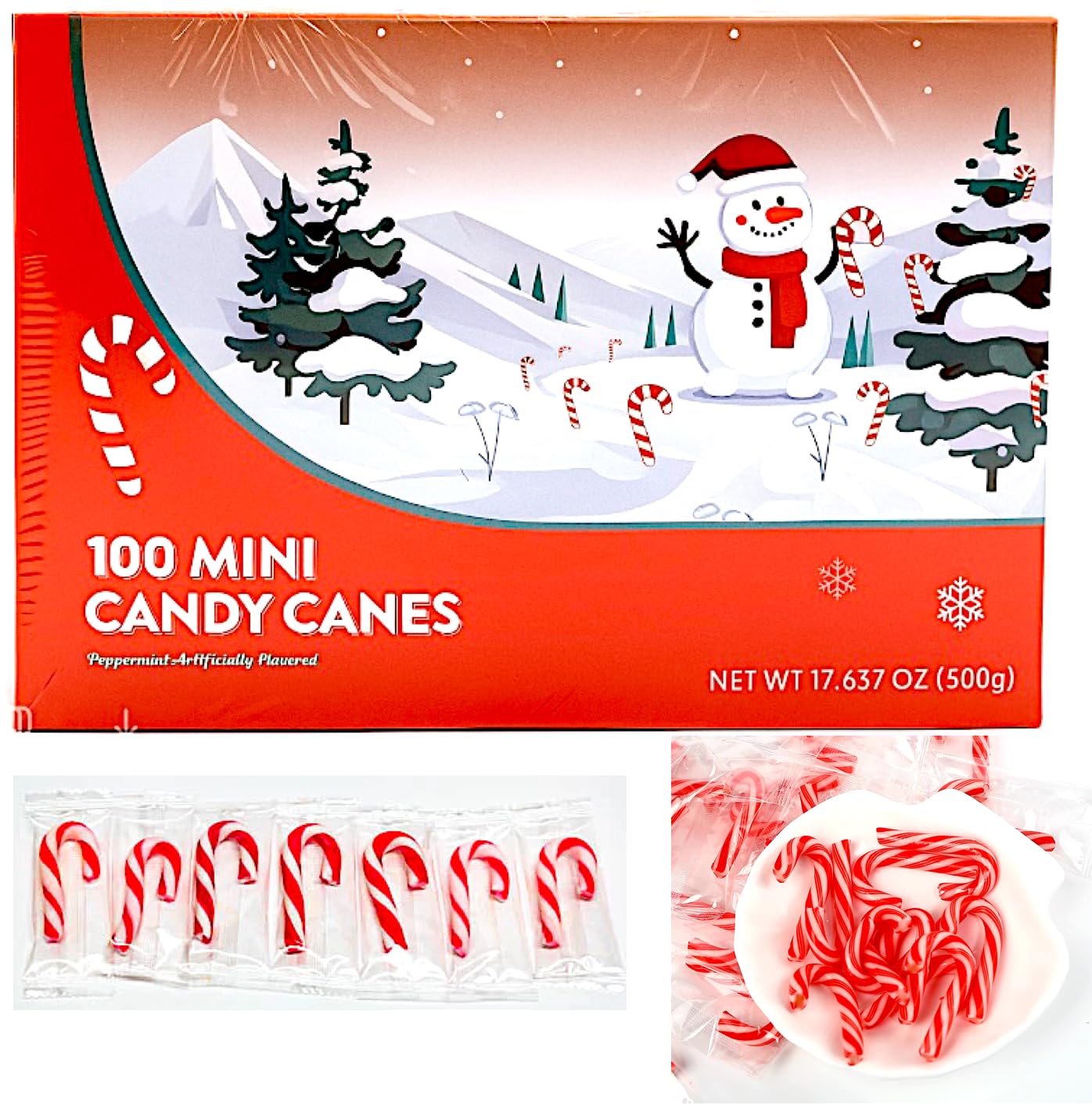 Mini Candy Canes Red & White -Mini CANDY CANE - Holiday Candy Cane for Christmas  Santa Parade  ThanksGiving (100)