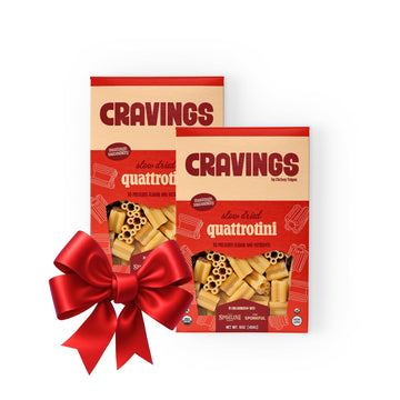 Cravings X Sfoglini Quattrotini Pasta 2 Pack | Organic Duflavor Blend Semolina Pasta Noodles | Bronze-Die Cut Italian-Inspired Shape  16Oz Each
