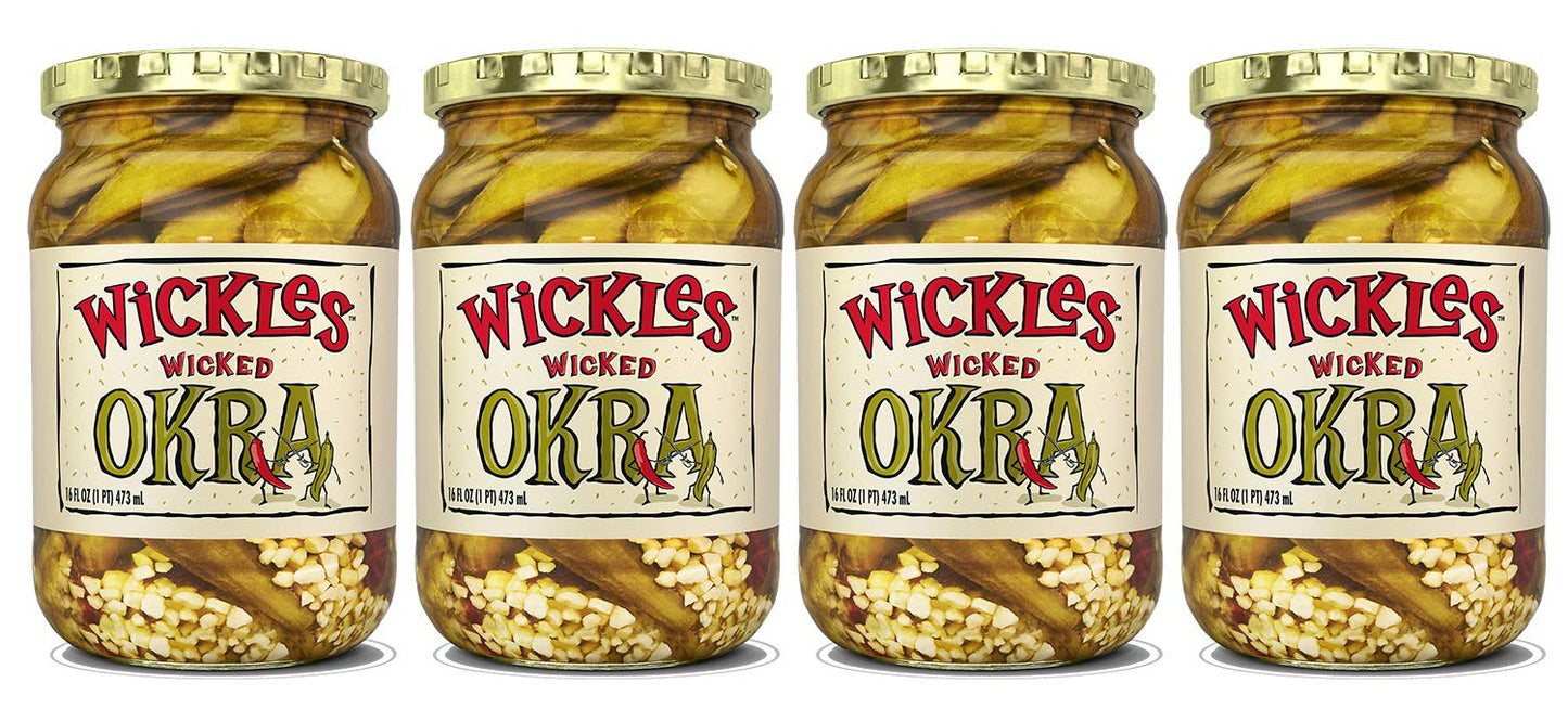 Sims Foods, Wickles Wicked Okra, 16 OZ (Pack of 4)