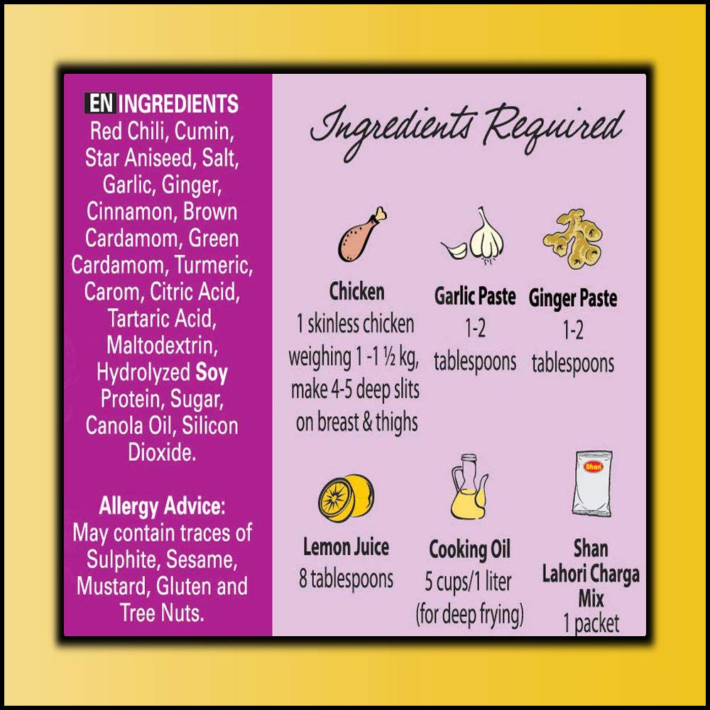 Shan Lahori Chargha Seasoning Mix - Spice Powder for Chicken - 1.76oz (Pack of 3) - Vegetarian Friendly - Airtight Bag in Box