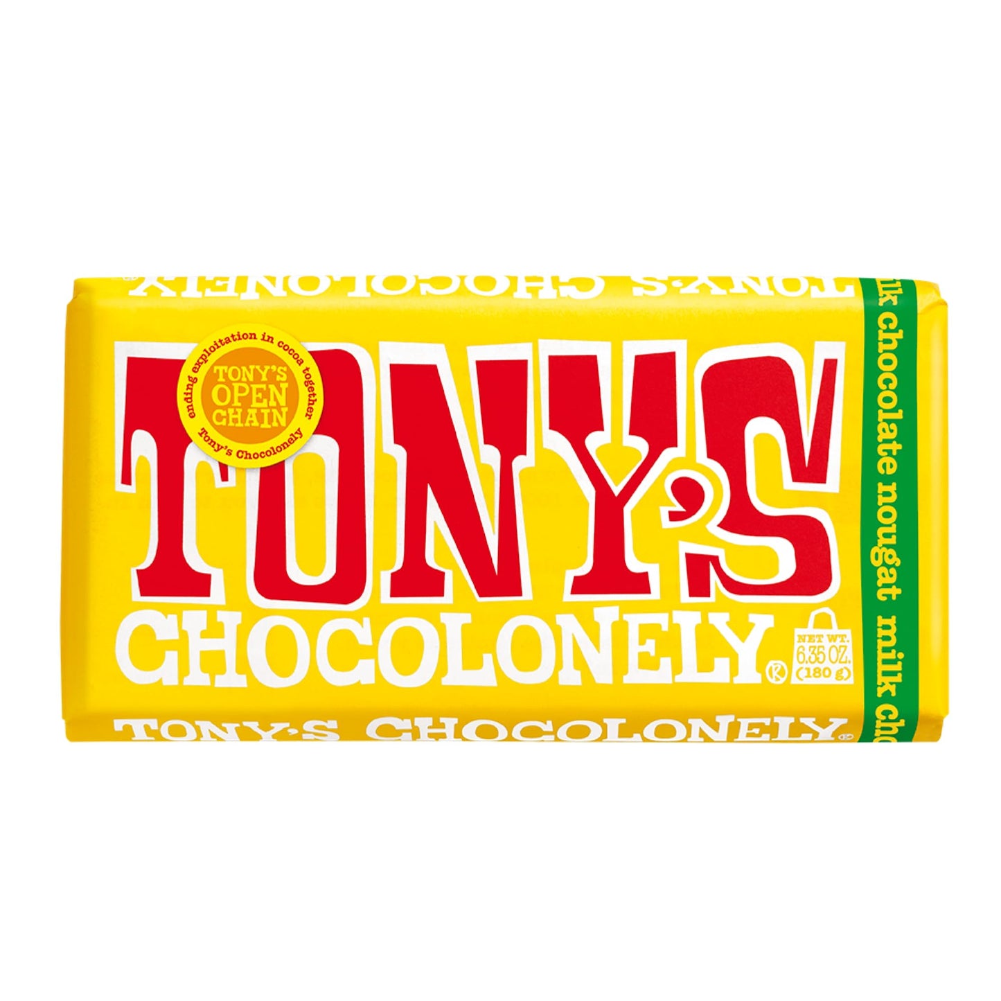 Tonys Chocolonely Belgian Milk Chocolate Honey Almond Nougat Candy Bar for Snacks, Chocolate Bar for Party Favors, Gifts, or Gif