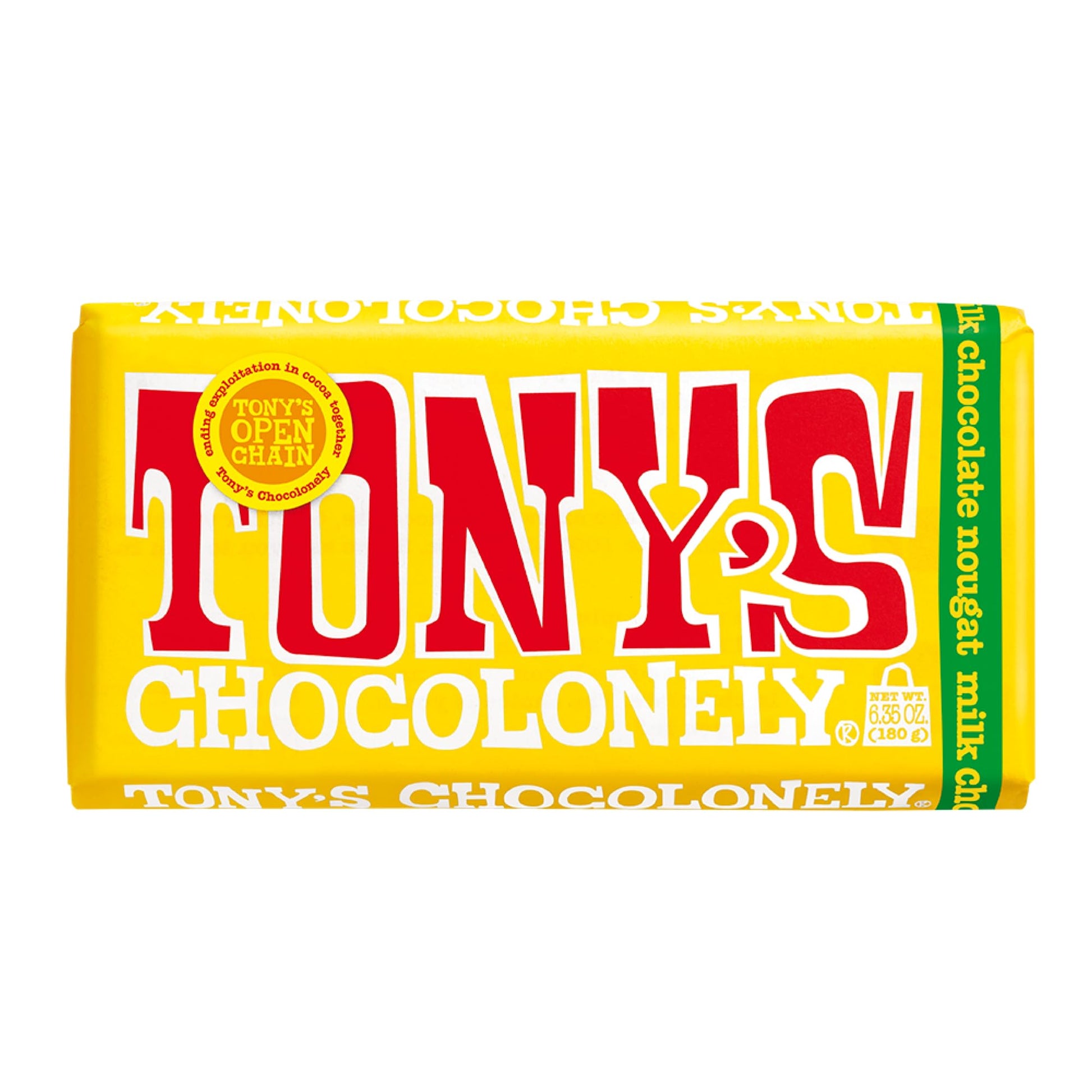 Tonys Chocolonely Belgian Milk Chocolate Honey Almond Nougat Candy Bar for Snacks, Chocolate Bar for Party Favors, Gifts, or Gif