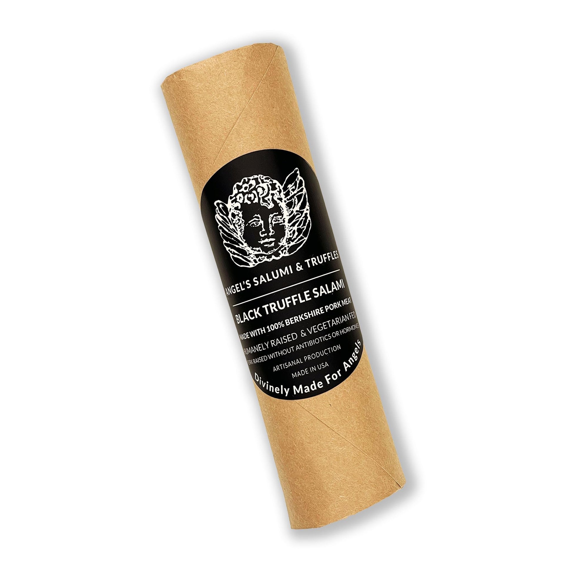 ANGELS SALUMI Black Truffle Salami – Gourmet Charcuterie – 6.5 oz – Humanely Raised Pork, Antibiotic & Hormone-Free
