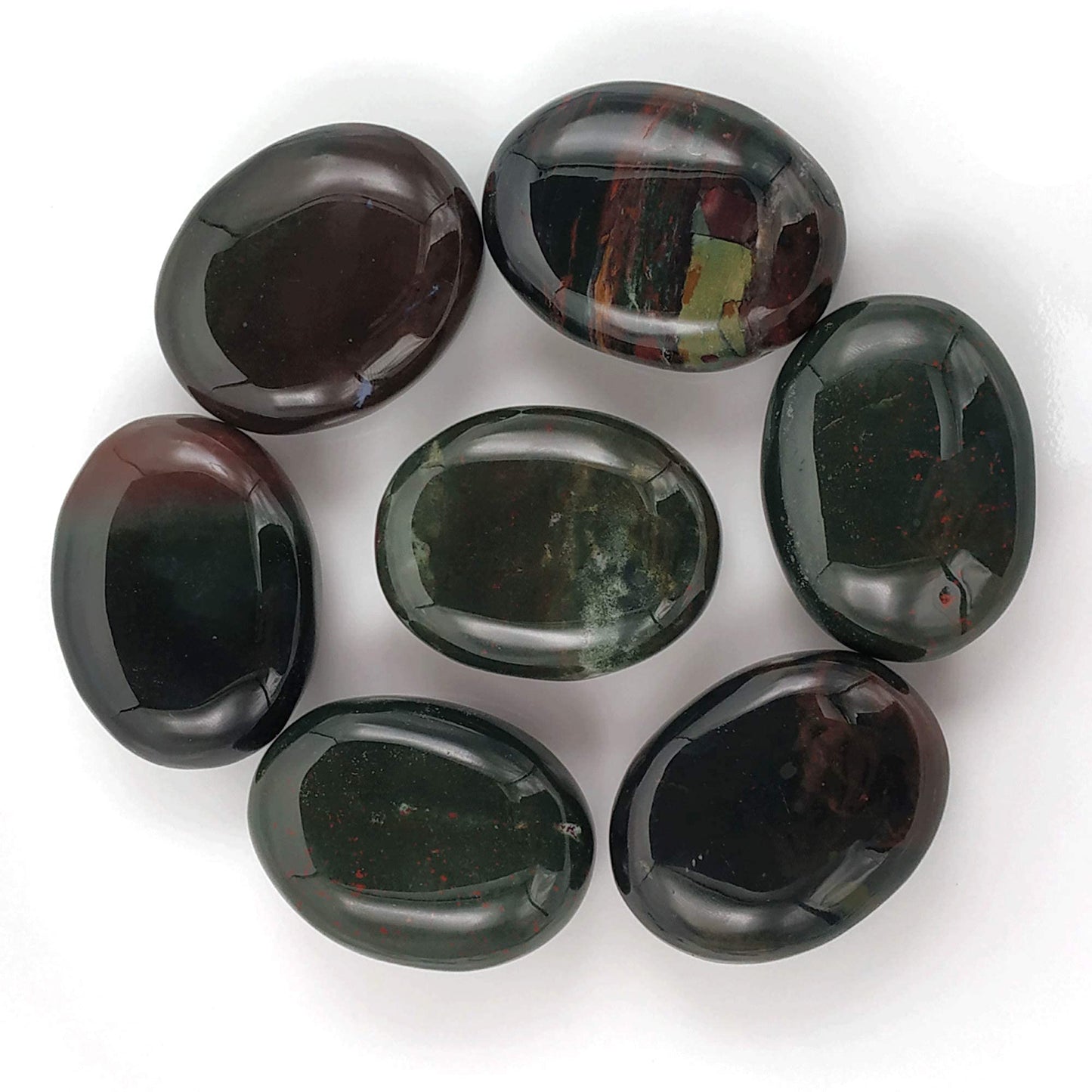 Bloodstone Palm Stone - Massage Worry Stone For Natural Body Chakra Balancing, Reiki Healing And Crystal Grid