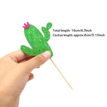 Honbay 24Pcs Cactus Cake Cupcake Toppers Food Fruit Picks Hawaiian Cacti Themed Party Supplies