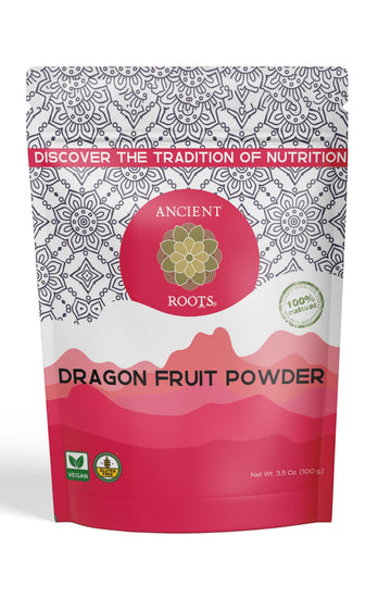 Ancient Roots Dragon Fruit Powder - Natural Food Coloring, Flavoring Powder, Baking Powder, Pitaya Powder for Smoothie, Filled w