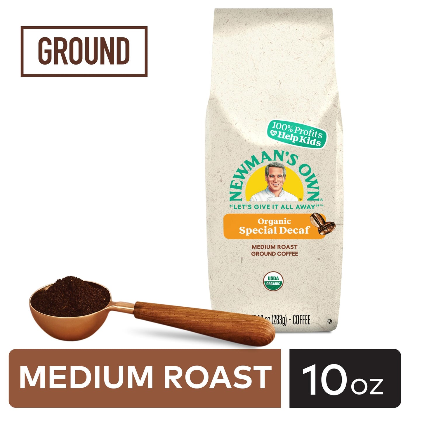 Newman's Own Decaf Ground Coffee - Medium Roast, 10oz Bag, Special Blend