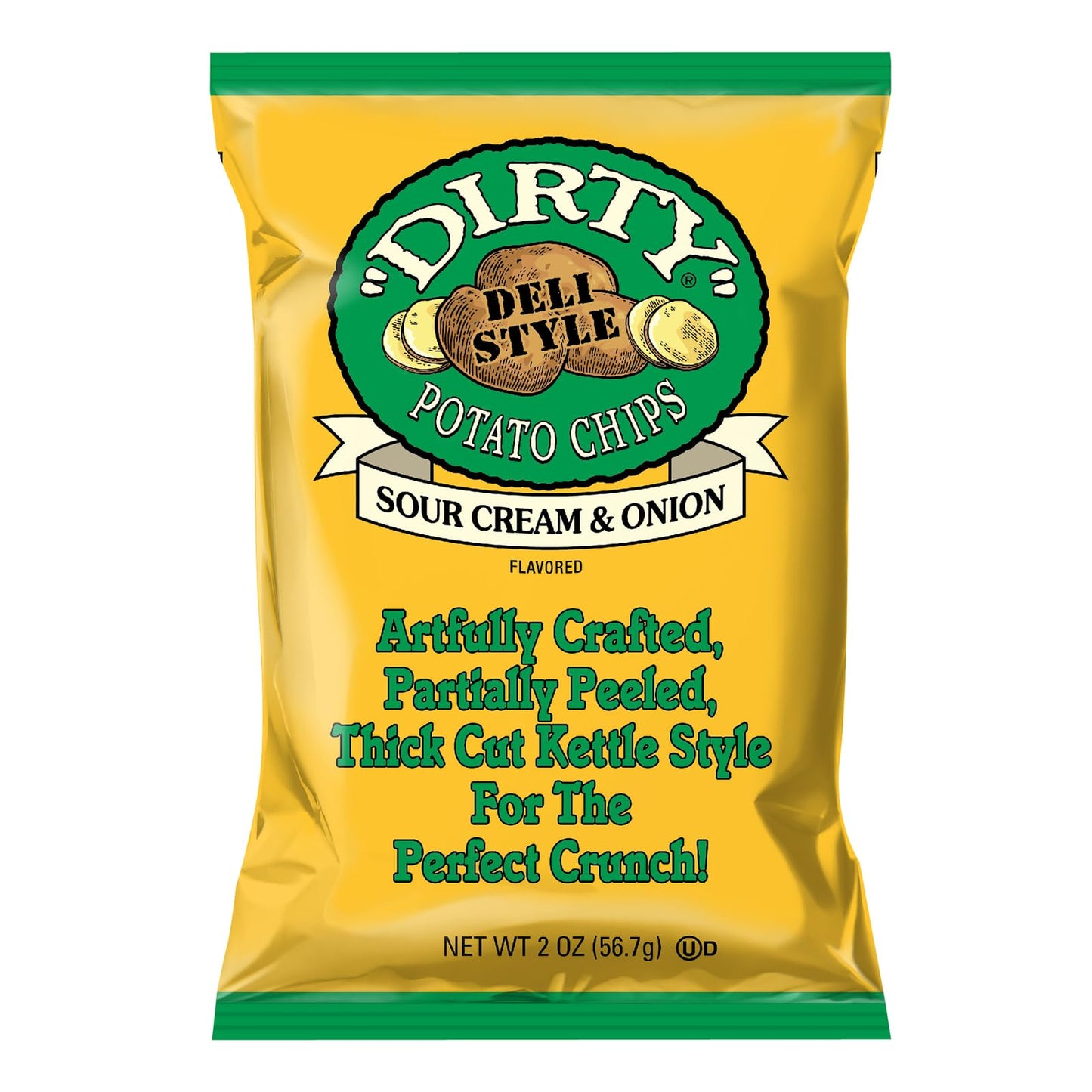 Dirty Kettle Potato Chips, Sour Cream & Onion, 2 Oz. Bag, 25 Count – Gluten Free, Skins On, Crunchy Chips, Great For Lunches Or Snacking On The Go