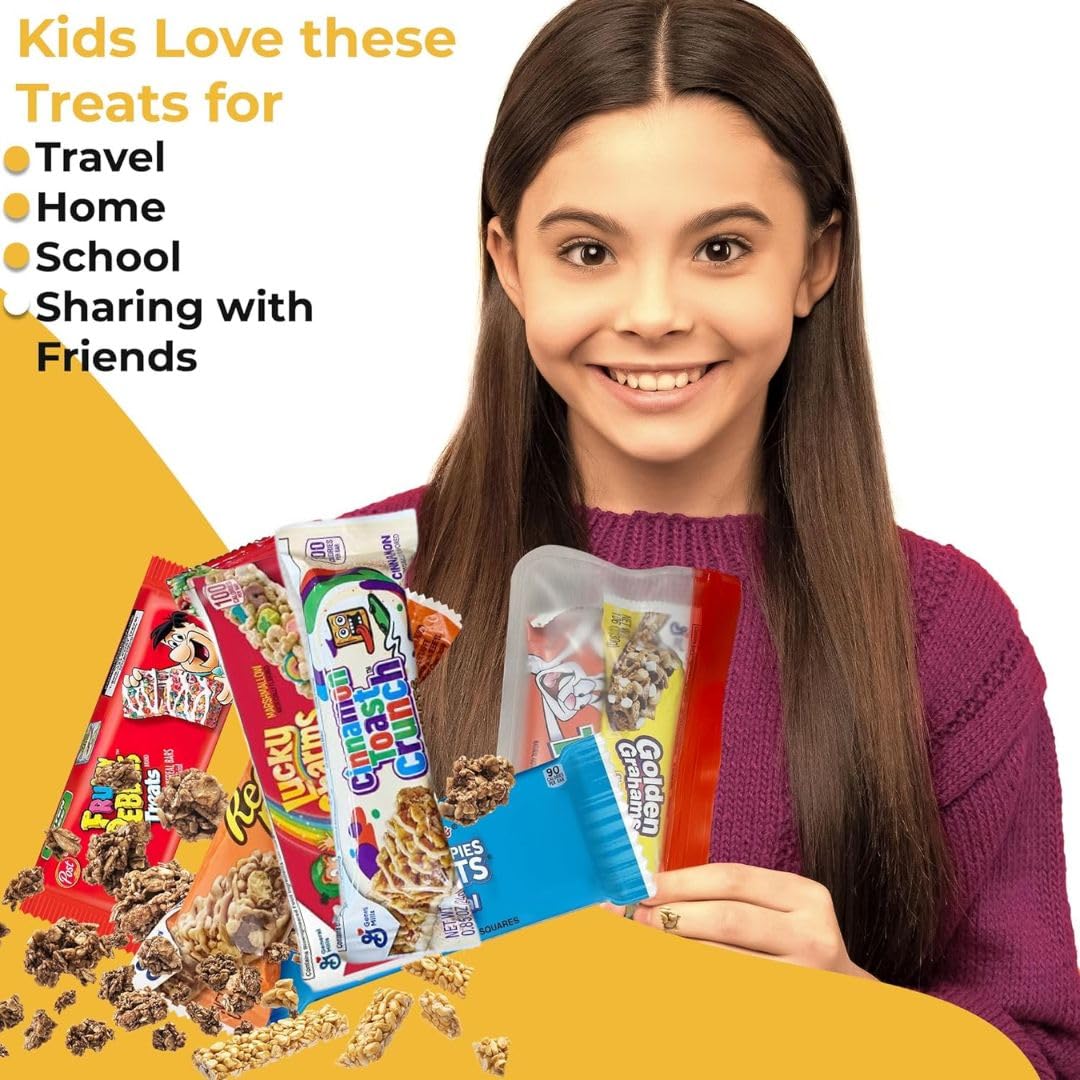 Cereal Bars Variety Pack Breakfast Food Snack Box 30 Individually Wrapped Granola Bars Lucky Charms, Cinnamon Toast Crunch, Gold