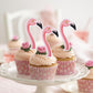 Rssta i Flamingo Cupcake Toppers - 40 Pack, Tropical Aloha Summer Design, Paper, 2.6 x 5.3 inches, Ideal for Luau Party Decorations