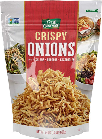 Fresh Gourmet Crispy Onions Snack And Salad Topper 24 Ounce (Pack Of 3)