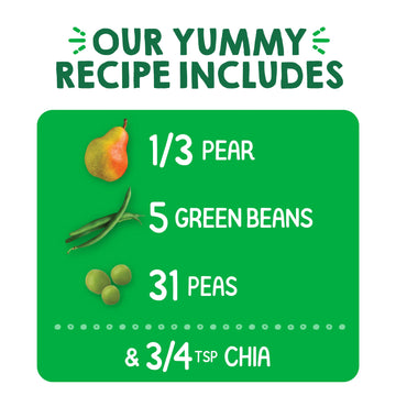 Happy Tot Organics Stage 4 Baby Food Pouches, Gluten Free, Vegan Snack, Superfoods Fruit & Veggie Puree, Pears, Peas, Green Bean