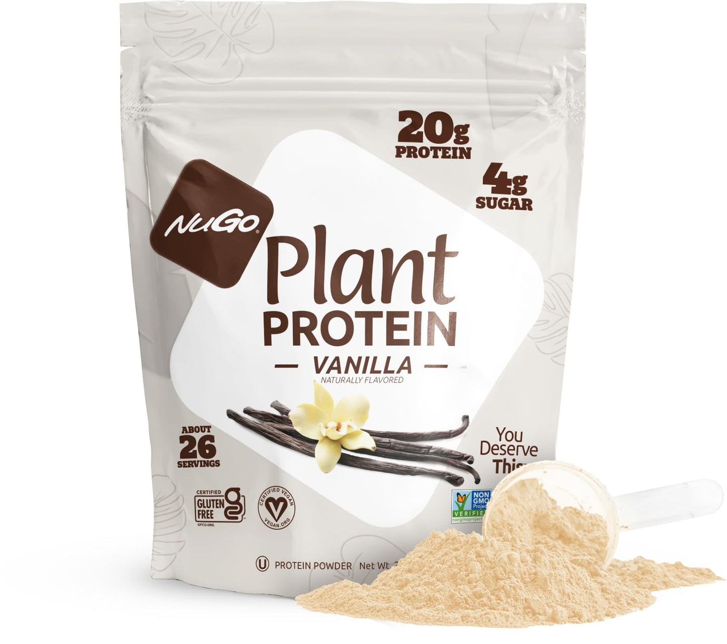 NuGo Plant Protein Powder, Vanilla, 20g Vegan Pea Protein, Gluten Free, 32 Ounce