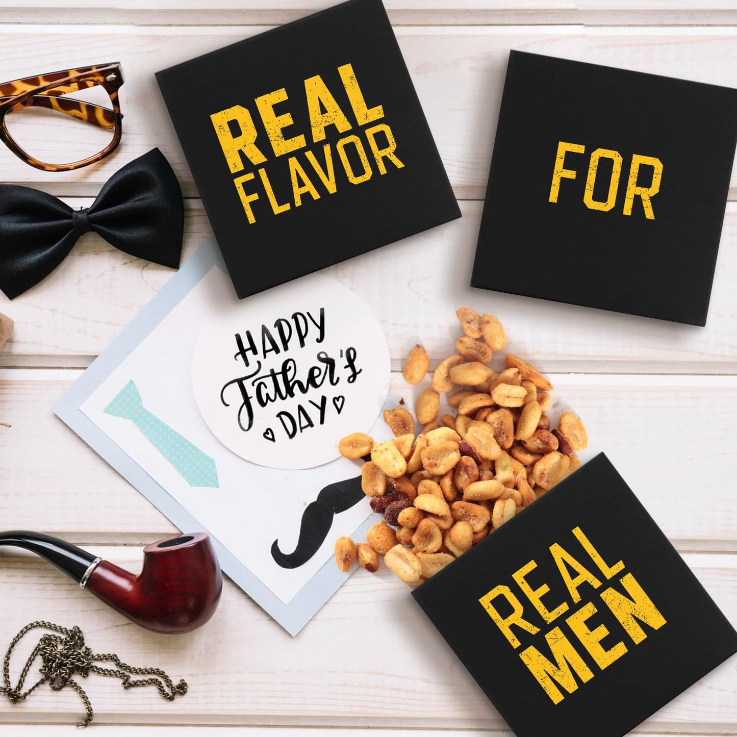 Mens Nut Gifts Box, Featuring Spicy Peanuts, Rice  Ers And Banana Chips In 3 Cube Boxes, Ideal Gift For Men.