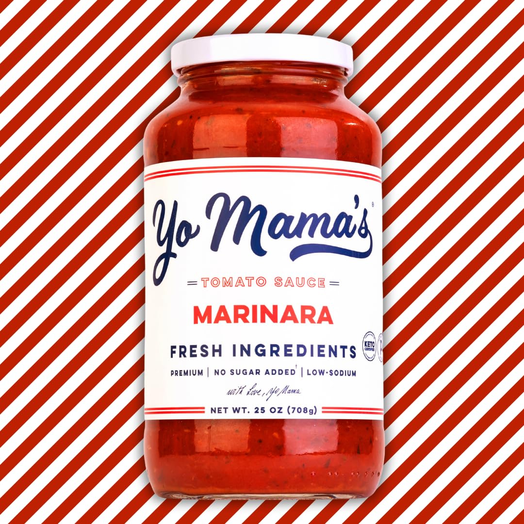 Yo Mamas Foods Keto Marinara Sauce - No Sugar Added, Low Carb, Gluten Free - 1.56 lb - Model 0868391000319