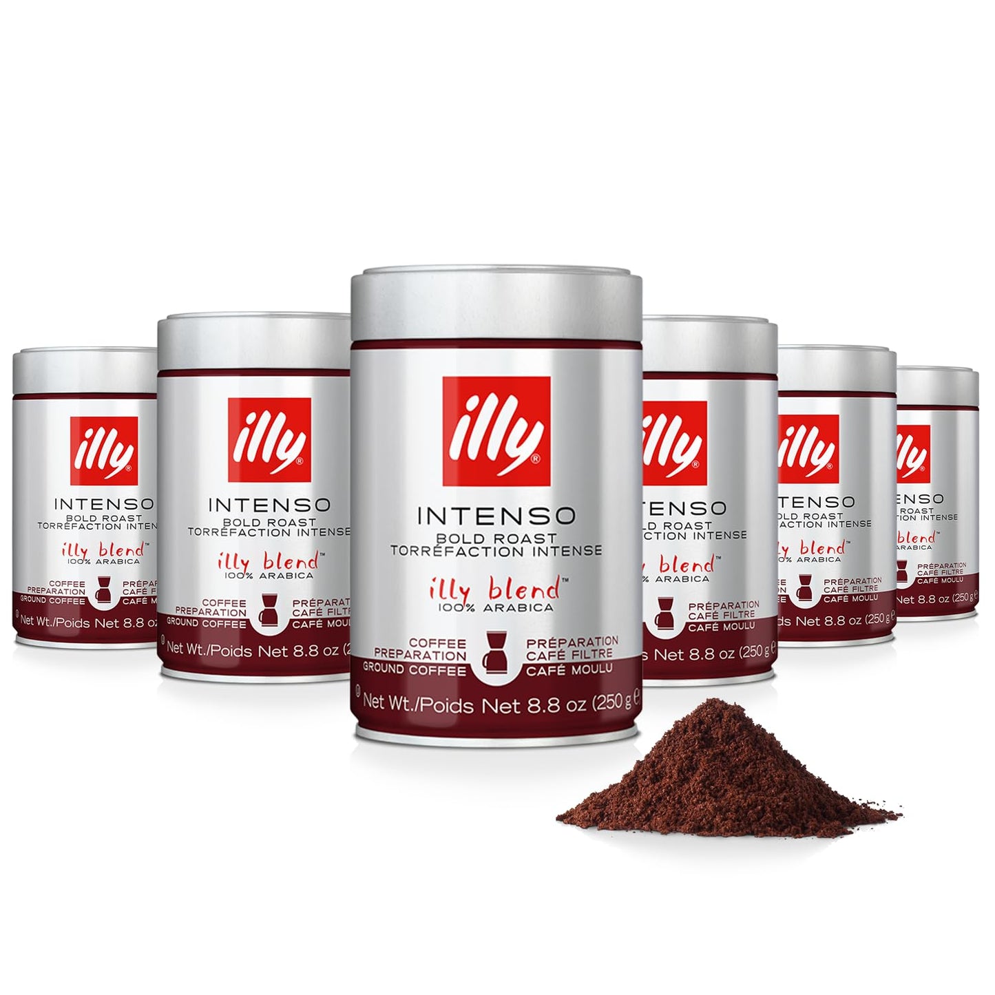 Illy Drip Coffee - Ground Coffee - 100% Arabica Ground Coffee - Intenso Dark Roast - Warm Notes Of Cocoa & Dried Fruit - No Pres