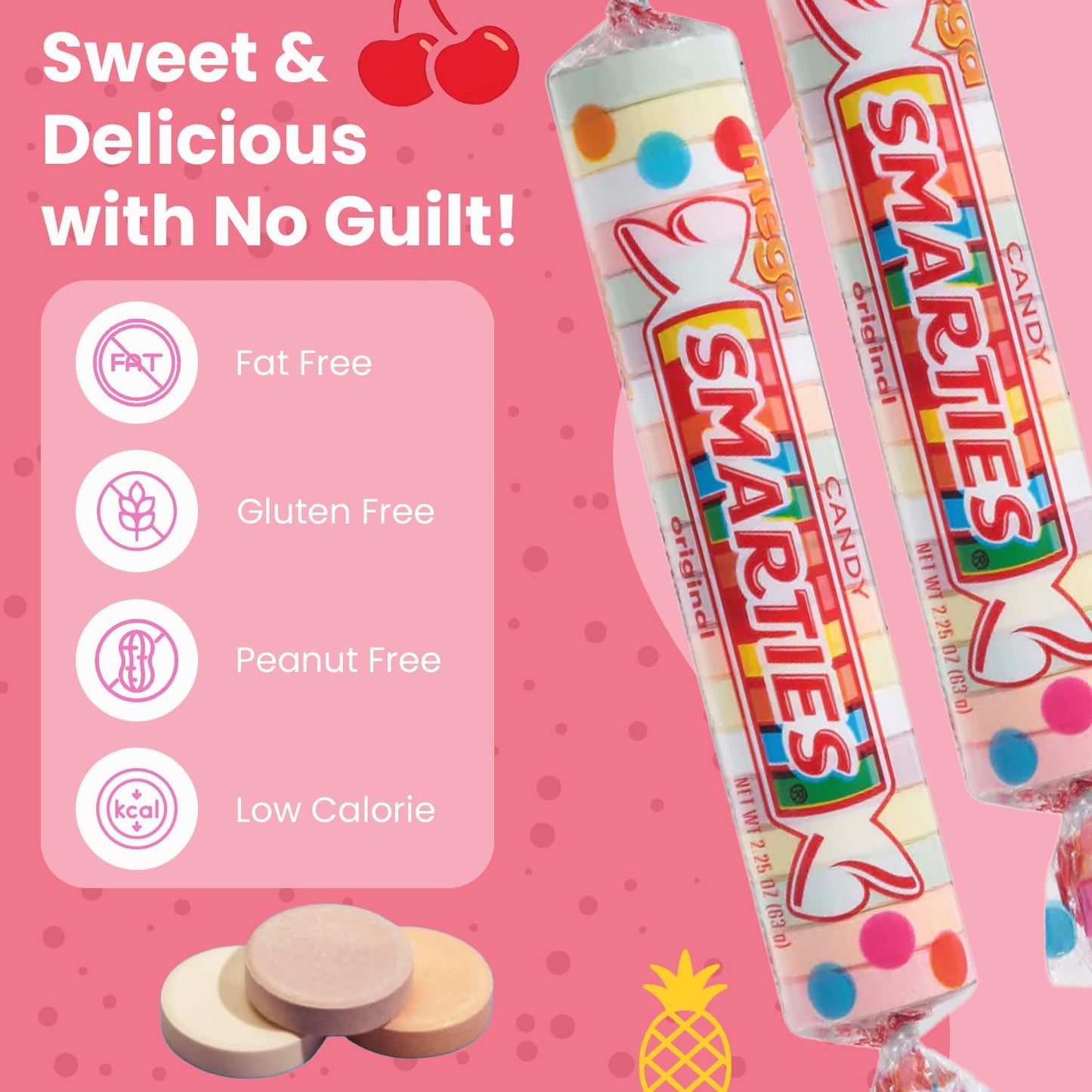 Smarties Candy Mega Rolls - Gluten & Vegan Free - Assorted Flavor Treat - Peanut Free Plant Derived Ingredients - Ideal Hallowee
