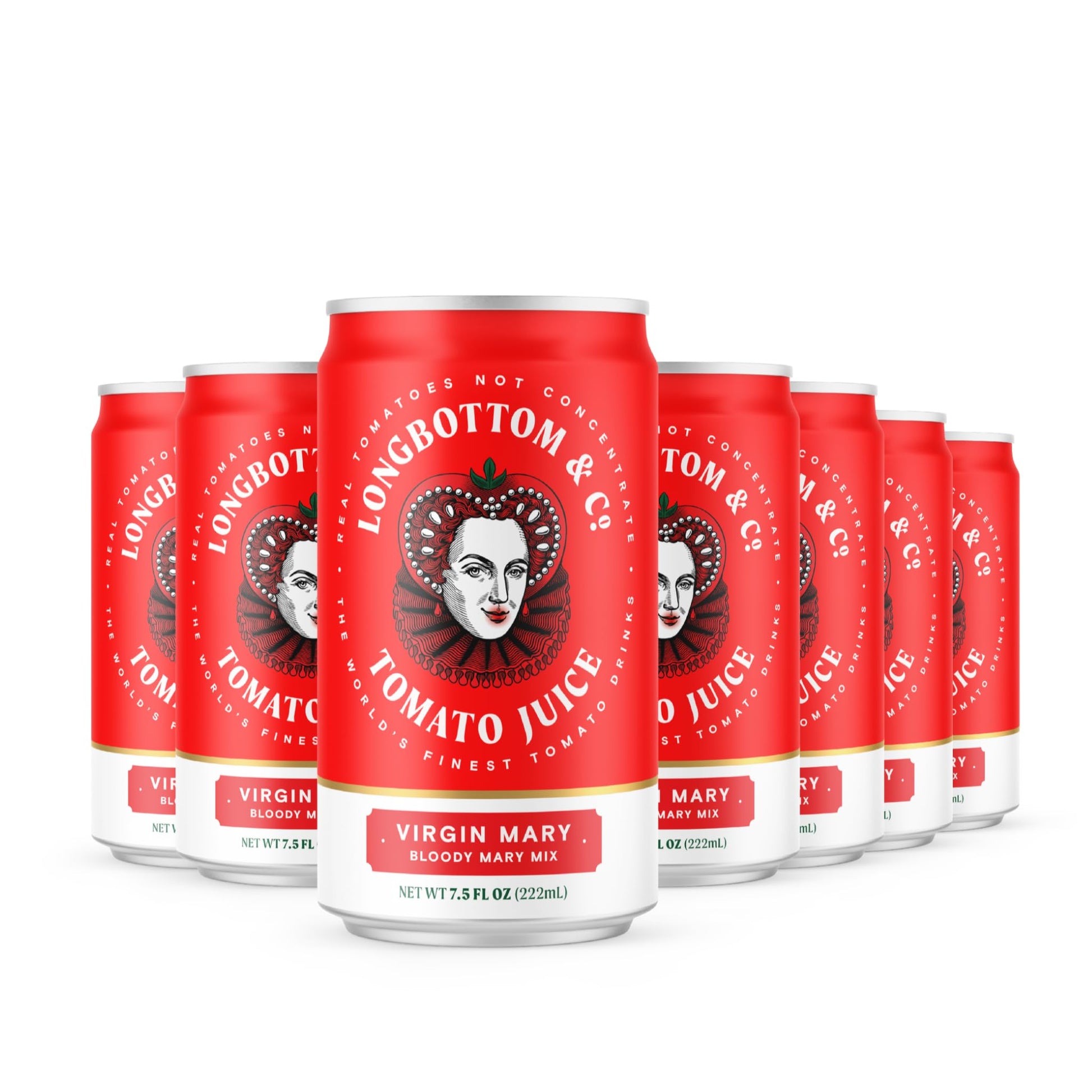 Longbottom & Co. Virflavor Blend Bloody Mary Mix/Tomato Juice | Top-Grade Made With Fresh Pressed Tomatoes | Low In Sodium | 7.5 Fl Oz (4 Pack)