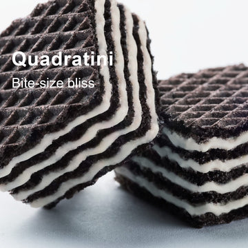 Loacker Quadratini Cocoa & Milk Wafer Cookies - 30% Less Sugar - Resealable Family Pack - 250g/8.82oz - Pack of 6