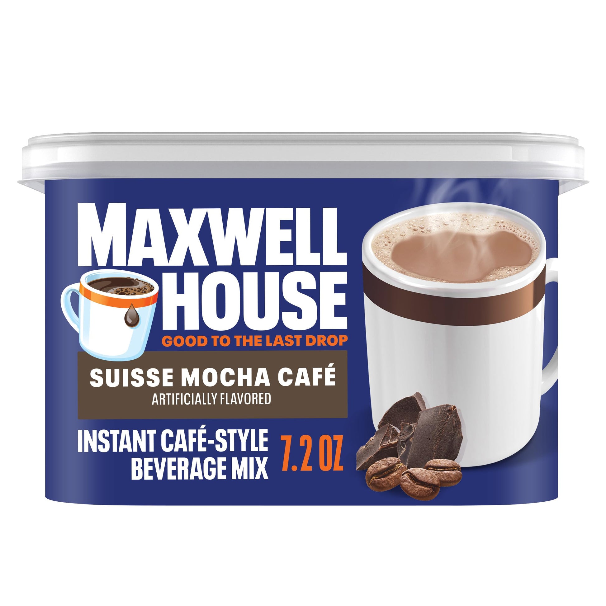 Maxwell House Instant Cafe-Style Beverage Mix, Easy to Prepare, 1 Canister, for Quick Morning Coffee or Afternoon Treat, Suisse 