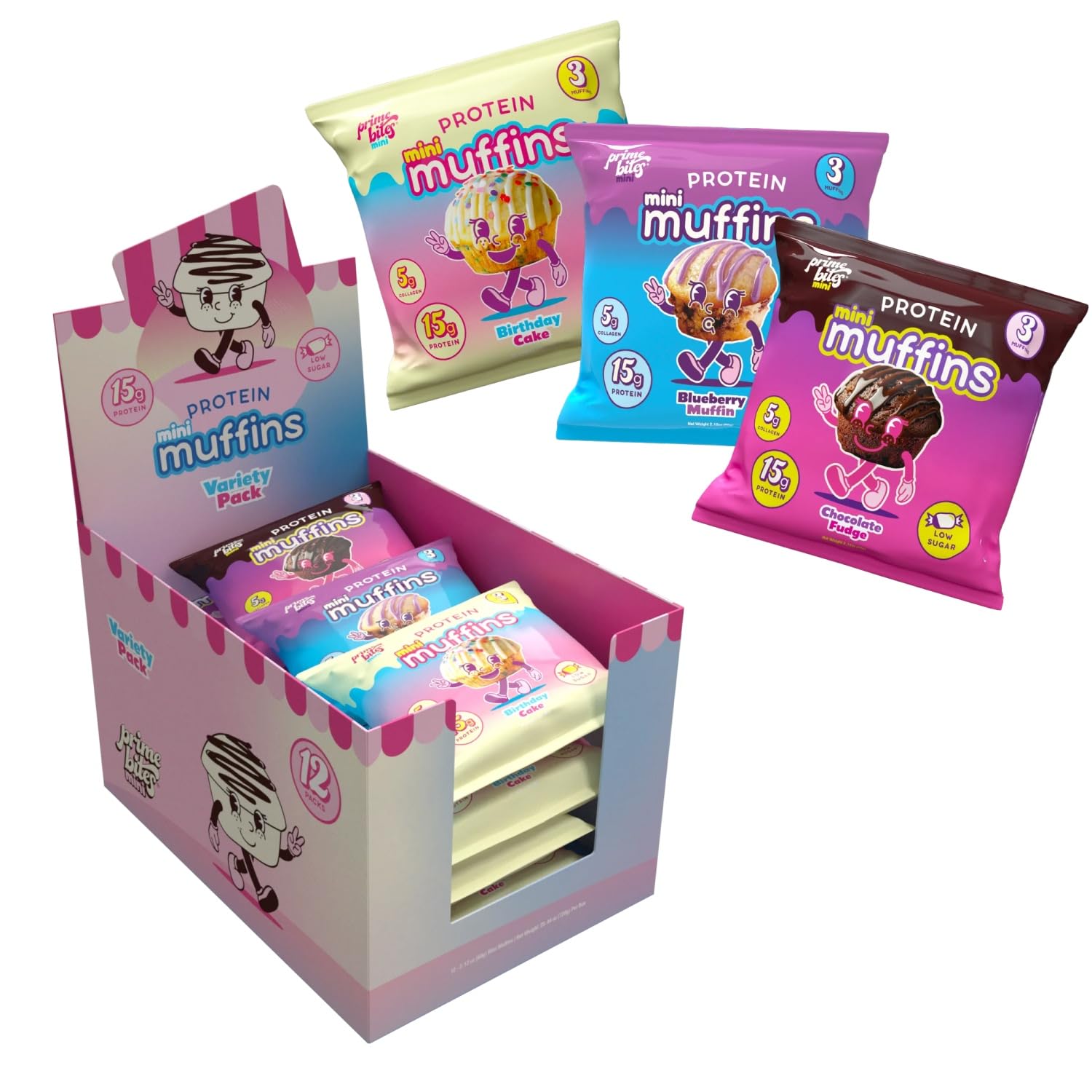 Prime Bites Minis | Protein Mini Muffins from Alpha Prime Supplements | High Protein, Collagen Fortified Low Sugar Treat | Delic